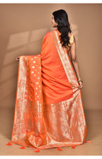 Morchari Heavy Kolhapuri Stone Work Saree-Orange | Grocsy