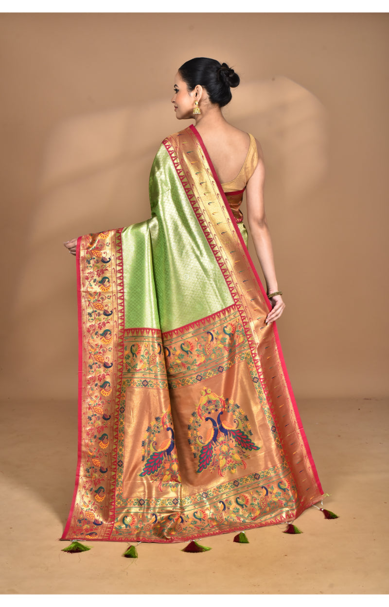 Morchari Women Desgin Banarasi Silk Saree-Green | Grocsy
