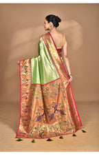 Morchari Women Desgin Banarasi Silk Saree-Green | Grocsy