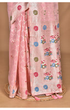 Morchari Women Desgin Chanderi Silk Saree-Pink | Grocsy