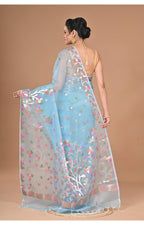 Morchari Heavy Jamdani Silk Orzanga Saree-Blue | Grocsy