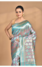 Morchari Rajputana Kanjiviram Silk Saree-Pink | Grocsy