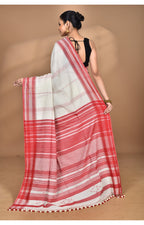 Morchari Pure Cotton Dhakai Jamdani Handloom Saree-Off White | Grocsy