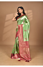 Morchari Women Desgin Banarasi Silk Saree-Green | Grocsy