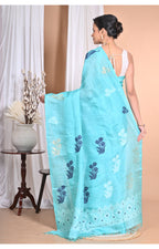 Morchari Pure Tussar Silk Handloom Saree-Blue | Grocsy