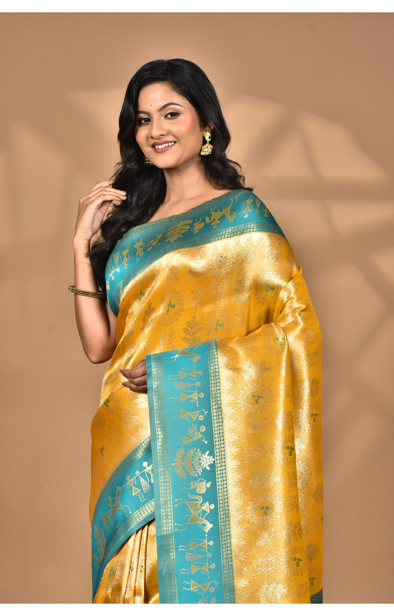 Morchari Women Desgin Two Dai Silk Saree-Yellow | Grocsy