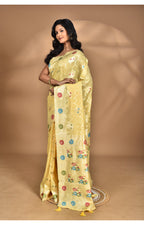 Morchari Women Desgin Chanderi Silk Saree-Yellow | Grocsy