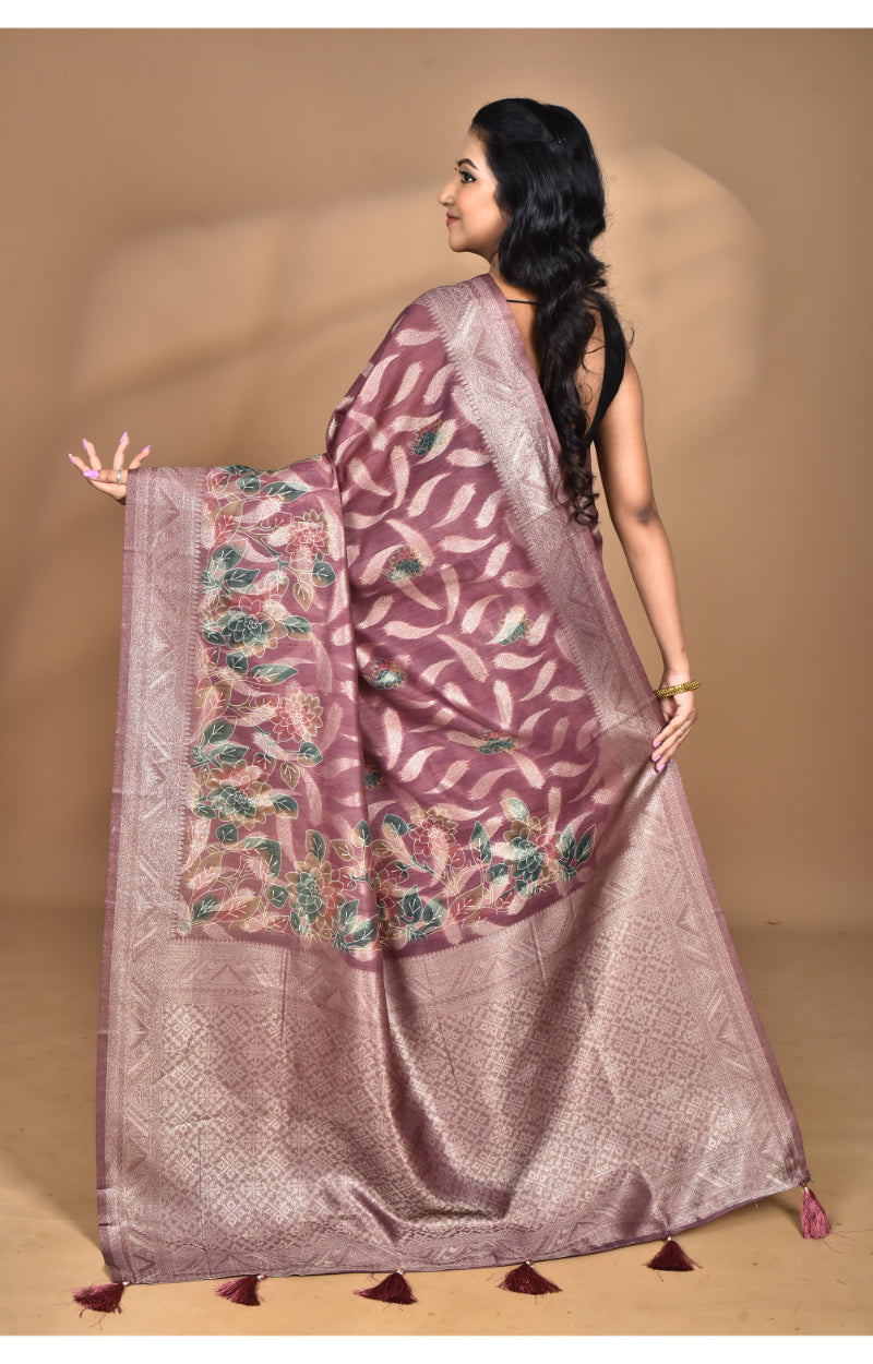 Morchari Women Desgin Linen Silk Saree-Multi | Grocsy