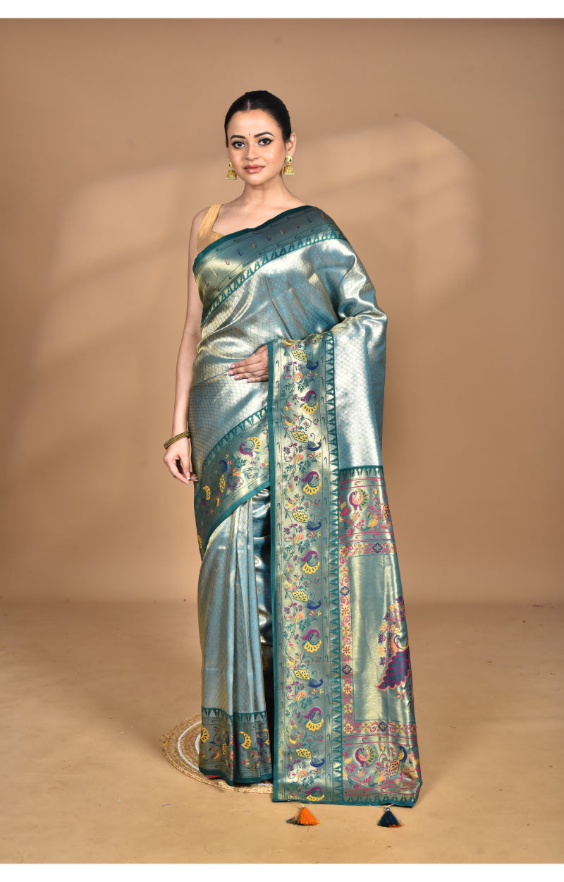 Morchari Women Desgin Banarasi Silk Saree-Green | Grocsy