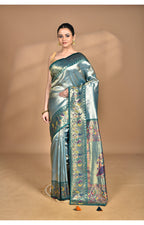 Morchari Women Desgin Banarasi Silk Saree-Green | Grocsy