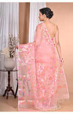 Morchari Heavy Jamdani Silk Orzanga Saree-Pink | Grocsy