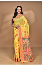Morchari Women Desgin Chanderi Silk Saree-Yellow | Grocsy