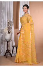 Morchari Heavy Jamdani Silk Orzanga Saree-Yellow | Grocsy