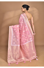 Morchari Banarasi Silk Chanderi Saree-Pink | Grocsy