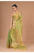 Morchari Heavy Jamdani Silk Orzanga Saree-Green | Grocsy