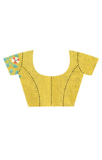 Morchari Pure Cotton Dhakai Jamdani Handloom Saree-Yellow | Grocsy