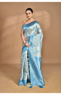 Morchari Women Desgin Chanderi Silk Saree-Blue | Grocsy