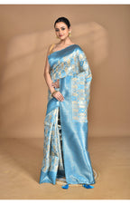 Morchari Women Desgin Chanderi Silk Saree-Blue | Grocsy