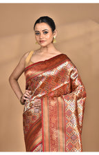 Morchari Rajputana Kanjiviram Silk Saree-Maroon | Grocsy