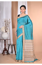 Morchari Pure Cotton Dhakai Jamdani Handloom Saree-Green | Grocsy