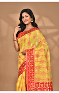 Morchari Women Desgin Kashmiri Silk Linen Saree-Yellow | Grocsy