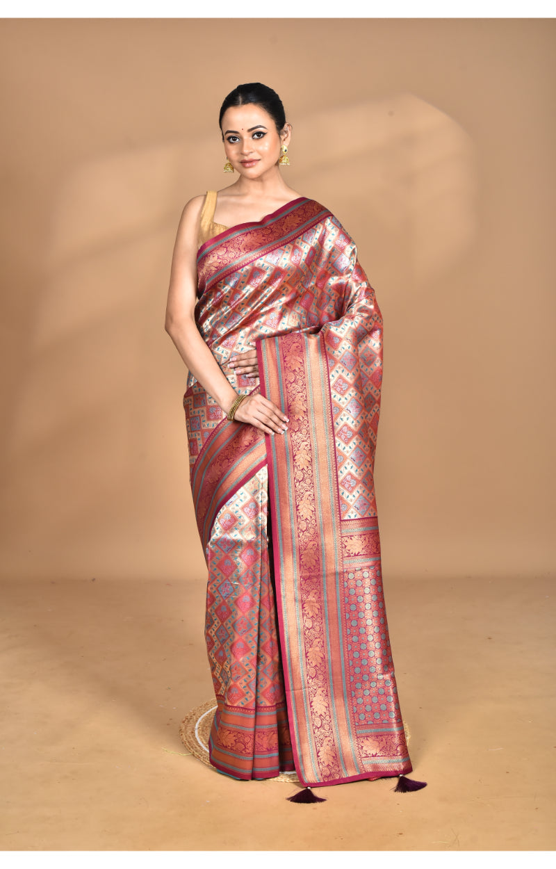 Morchari Rajputana Kanjiviram Silk Saree-Purple | Grocsy