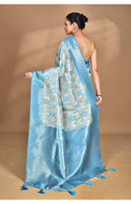 Morchari Women Desgin Chanderi Silk Saree-Blue | Grocsy