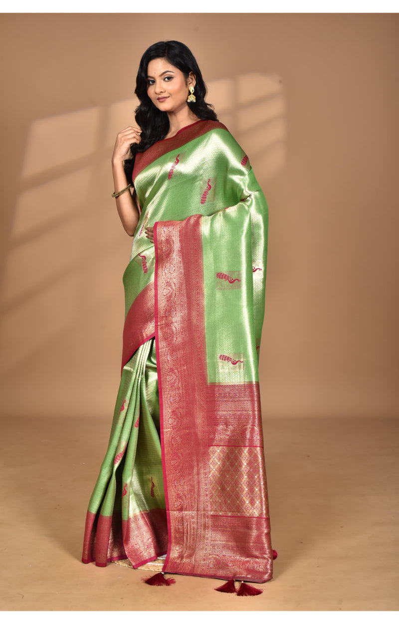Morchari Women Desgin Banarasi Silk Saree-Green | Grocsy