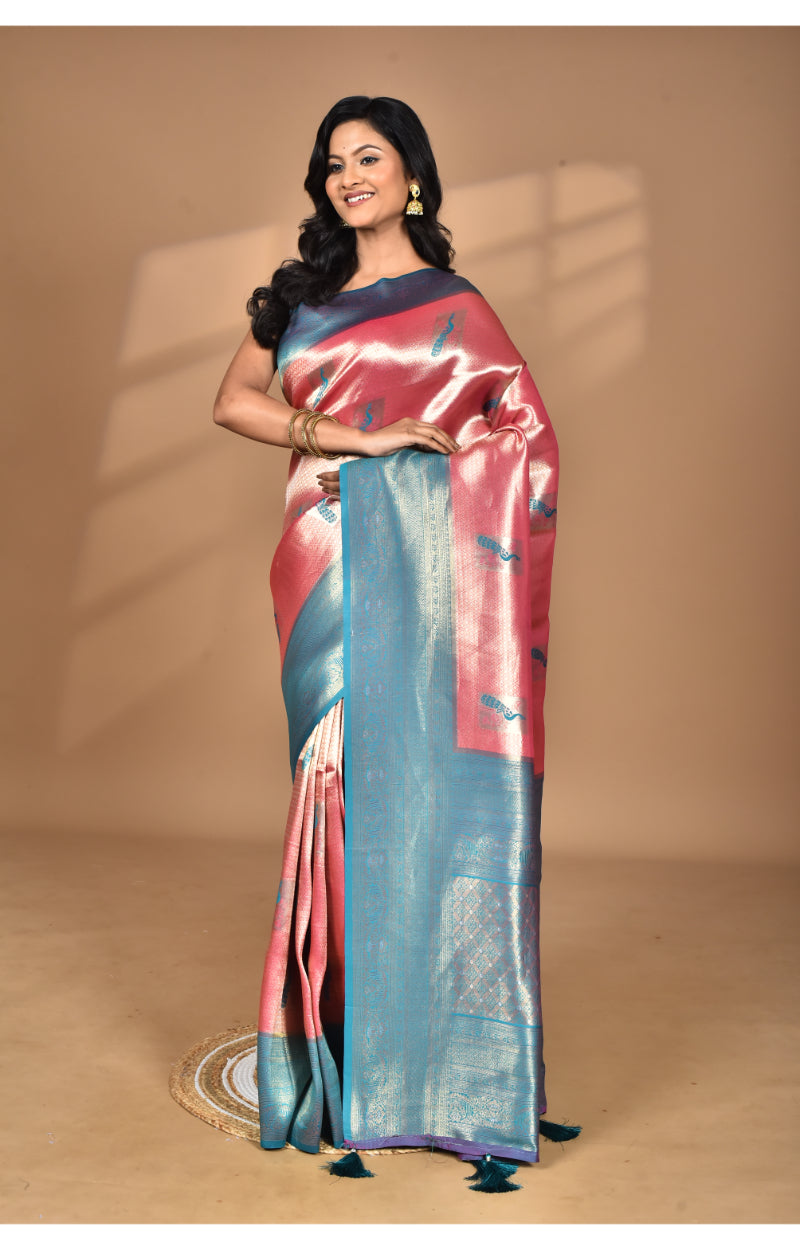 Morchari Women Desgin Banarasi Silk Saree-Pink | Grocsy