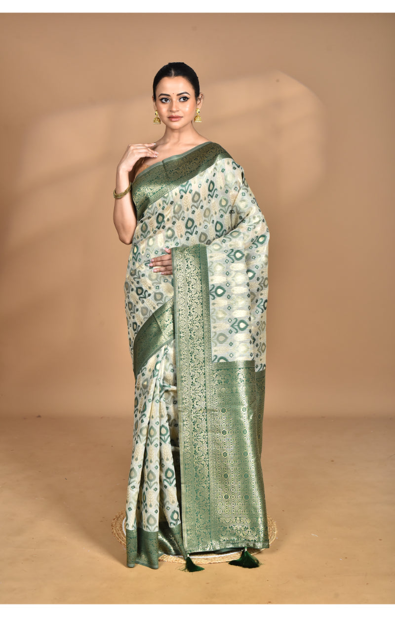 Morchari Women Desgin Chanderi Silk Saree-Green | Grocsy