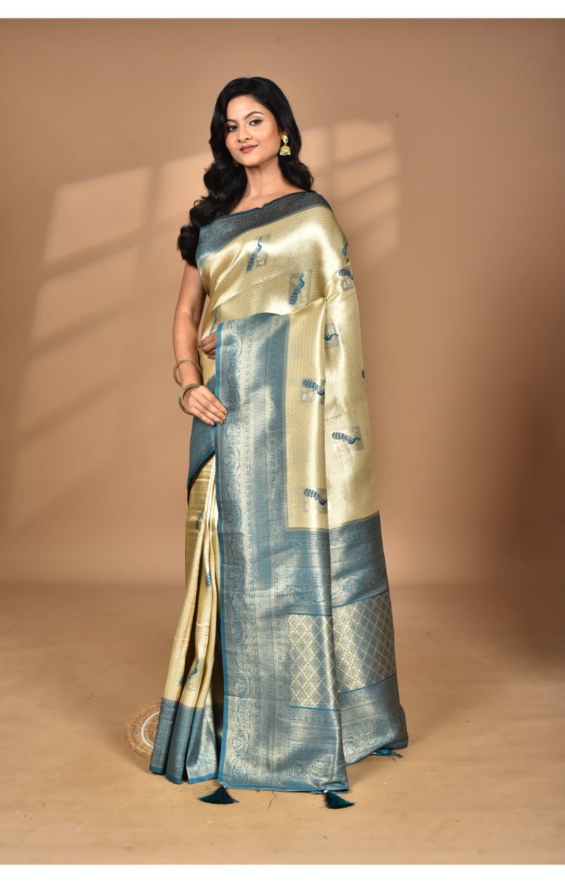 Morchari Women Desgin Banarasi Silk Saree-Beige | Grocsy