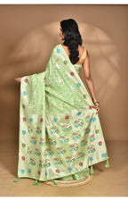 Morchari Women Desgin Chanderi Silk Saree-Green | Grocsy