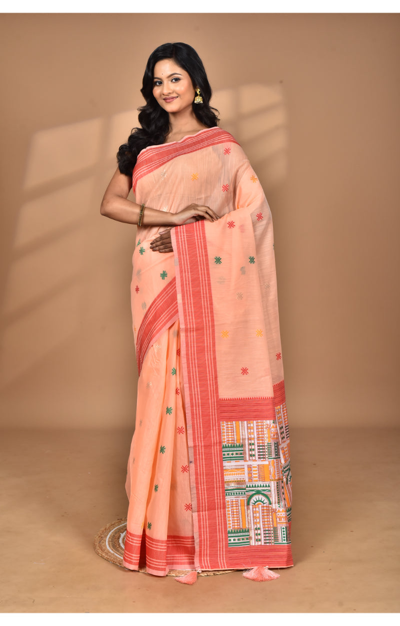 Morchari Women Desgin Chanderi Silk Saree-Peach | Grocsy