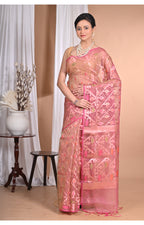 Morchari Heavy Jamdani Silk Orzanga Saree-Orange | Grocsy