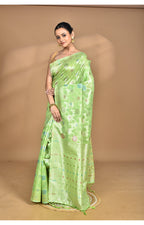 Morchari Women Desgin Chanderi Silk Saree-Green | Grocsy