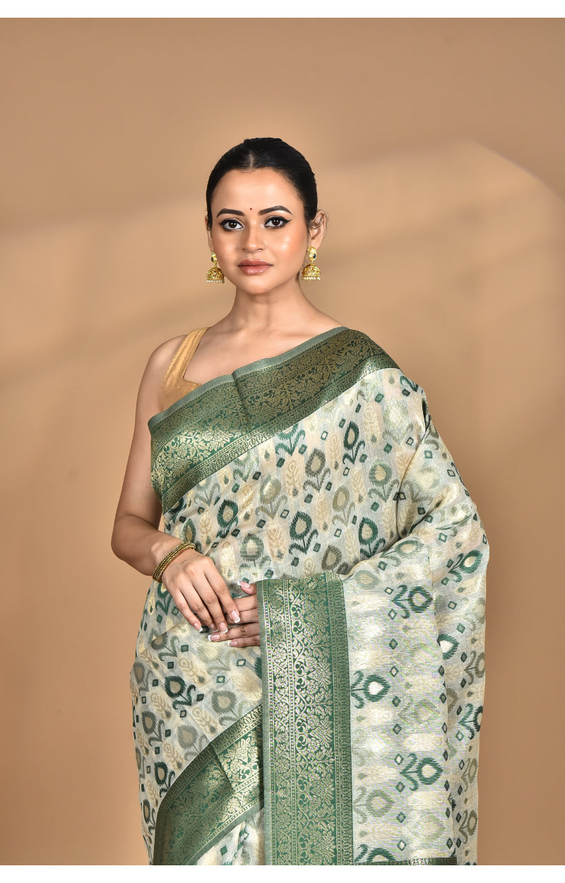 Morchari Women Desgin Chanderi Silk Saree-Green | Grocsy