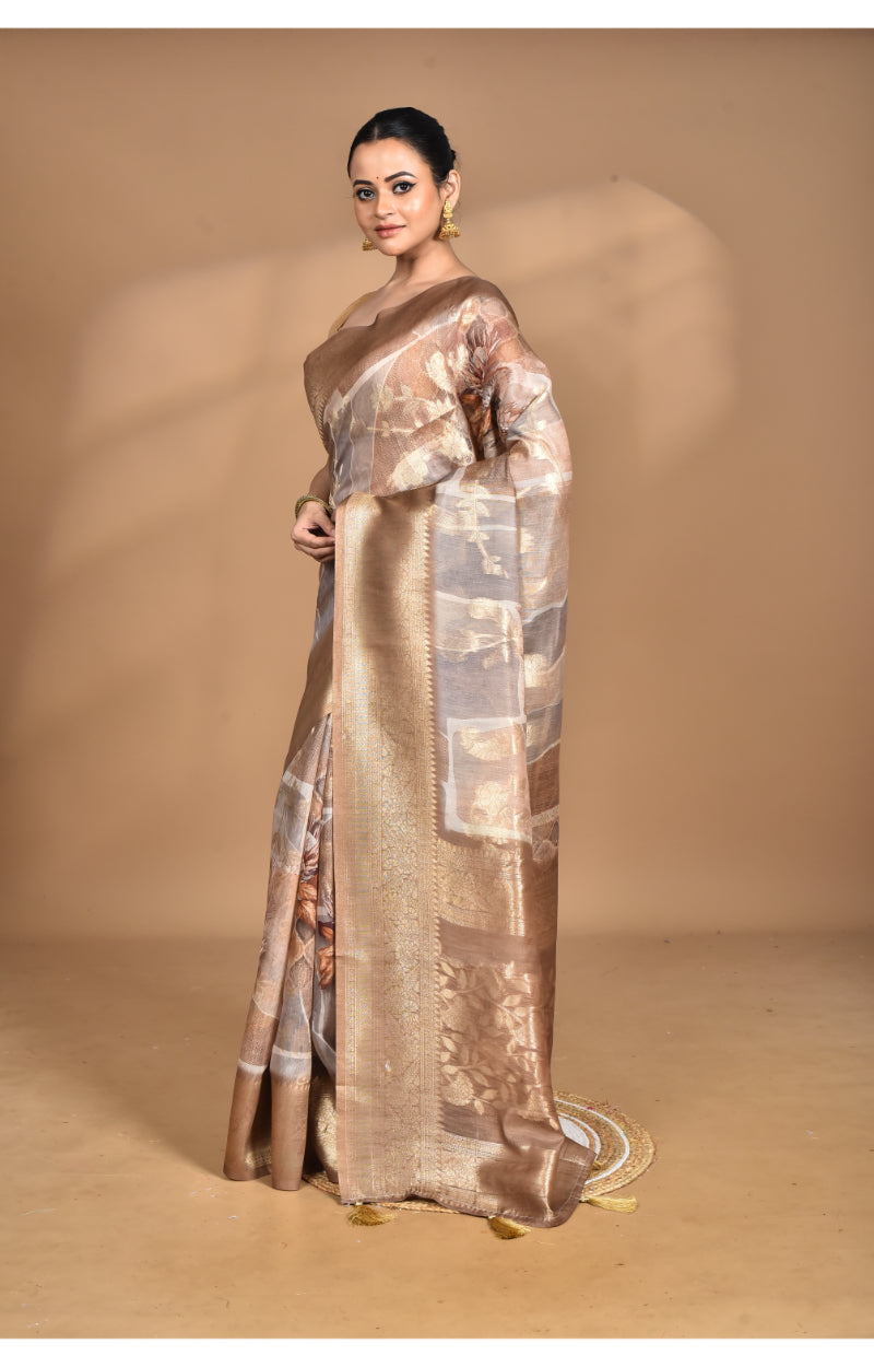 Morchari Women Desgin Linen Silk Saree-Multi | Grocsy