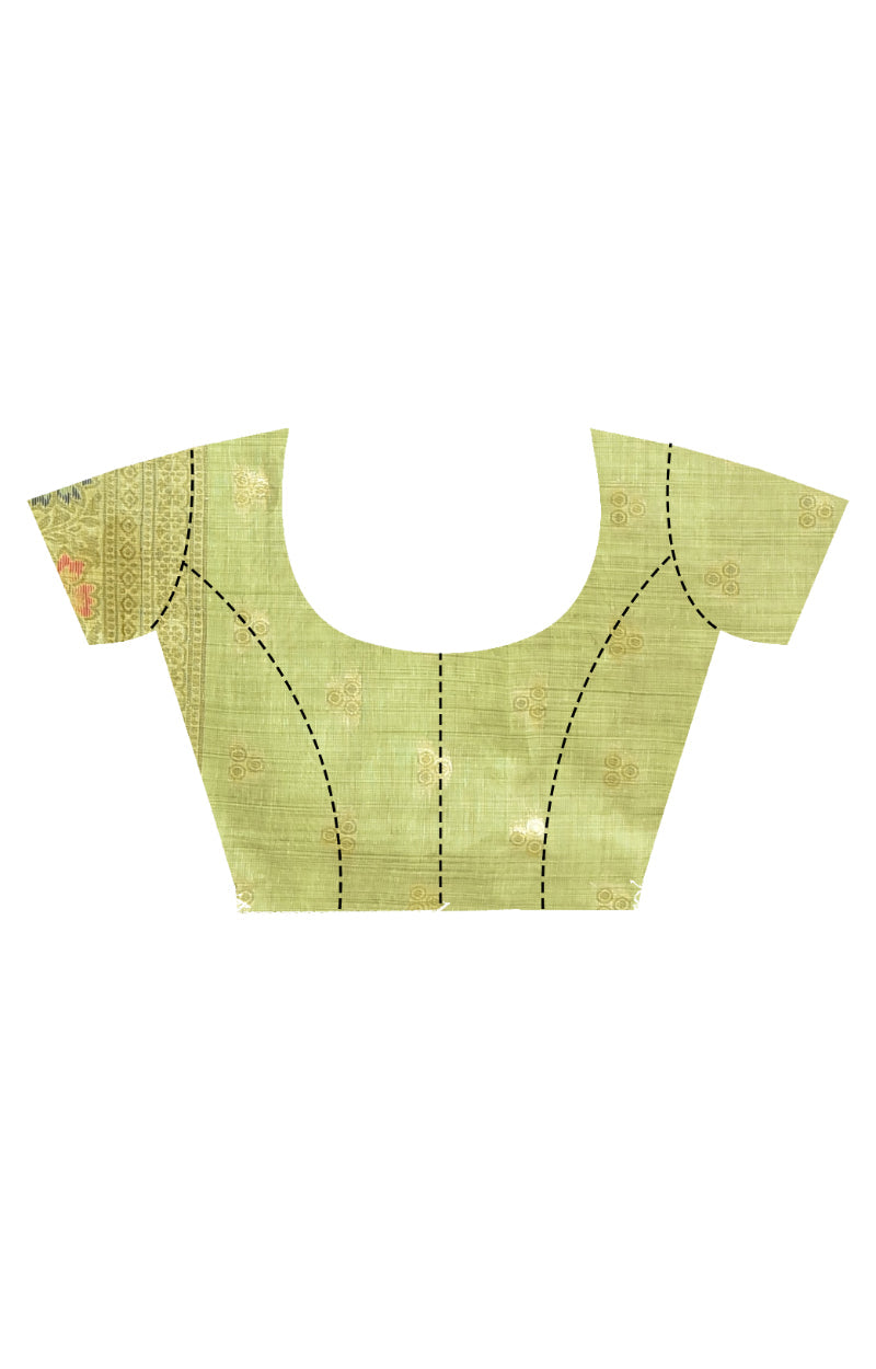 Morchari Banarasi Silk Chanderi Saree-Green | Grocsy