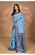 Morchari Women Desgin Kashmiri Silk Linen Saree-Blue | Grocsy