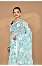 Morchari Pure Cotton Dhakai Jamdani Handloom Saree-Beige | Grocsy