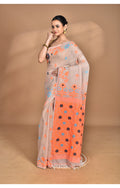 Morchari Pure Cotton Dhakai Jamdani Handloom Saree-Beige | Grocsy