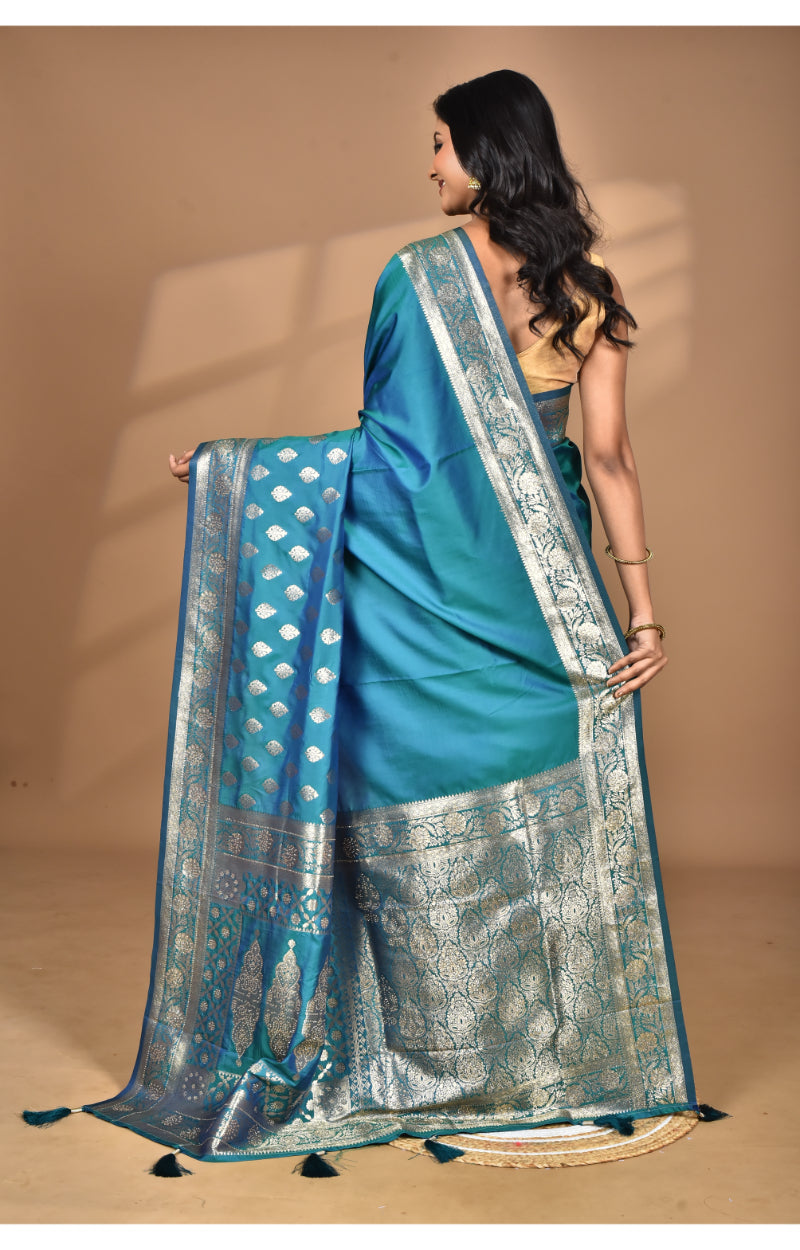 Morchari Heavy Kolhapuri Stone Work Saree-Navy Blue | Grocsy