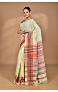 Morchari Pure Cotton Dhakai Jamdani Handloom Saree-Cream | Grocsy