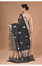 Morchari Heavy Chanderi Silk Saree-Black | Grocsy