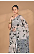 Morchari Pure Cotton Dhakai Jamdani Handloom Saree-Beige | Grocsy