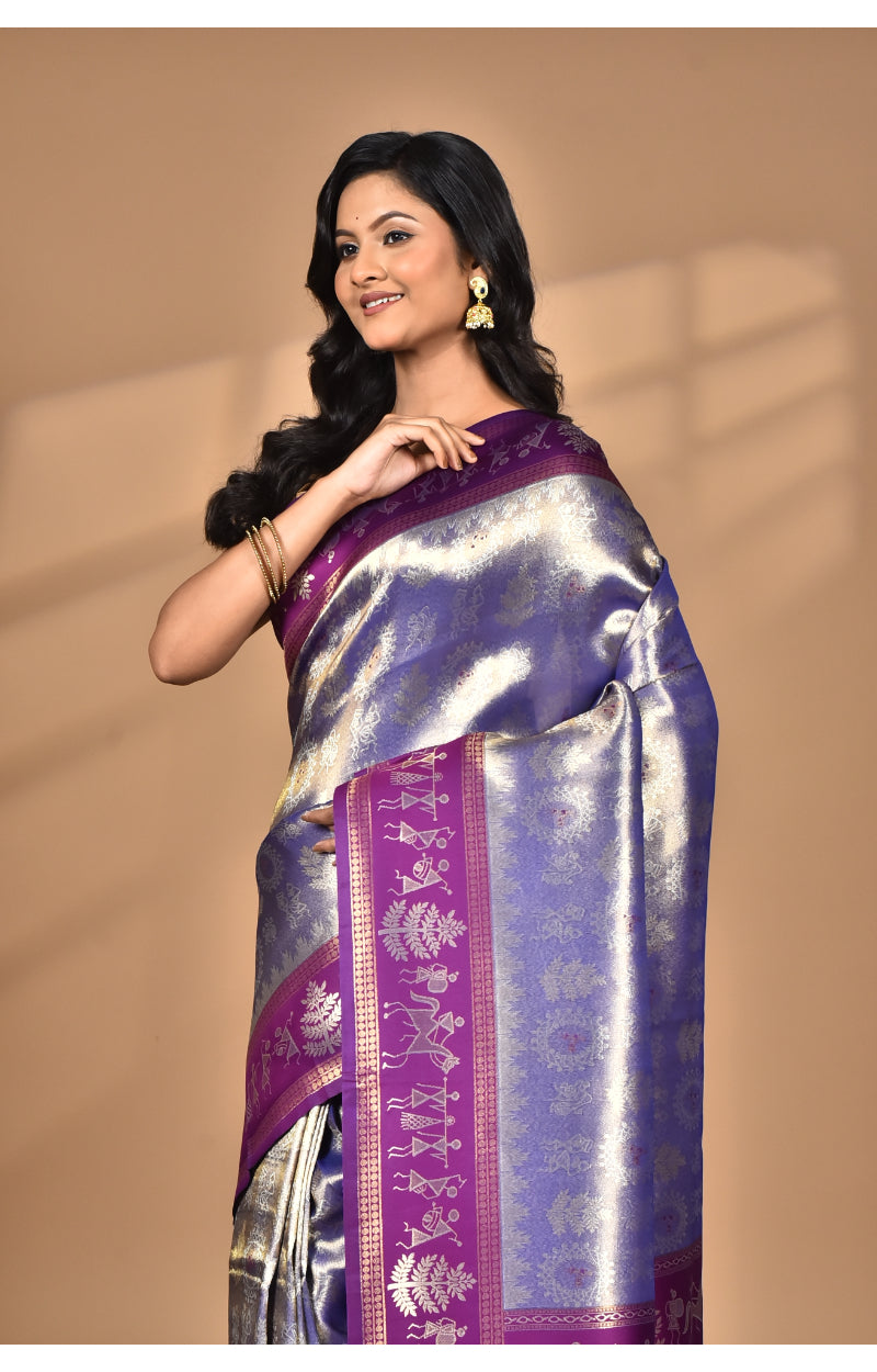 Morchari Women Desgin Two Dai Silk Saree-Purple | Grocsy