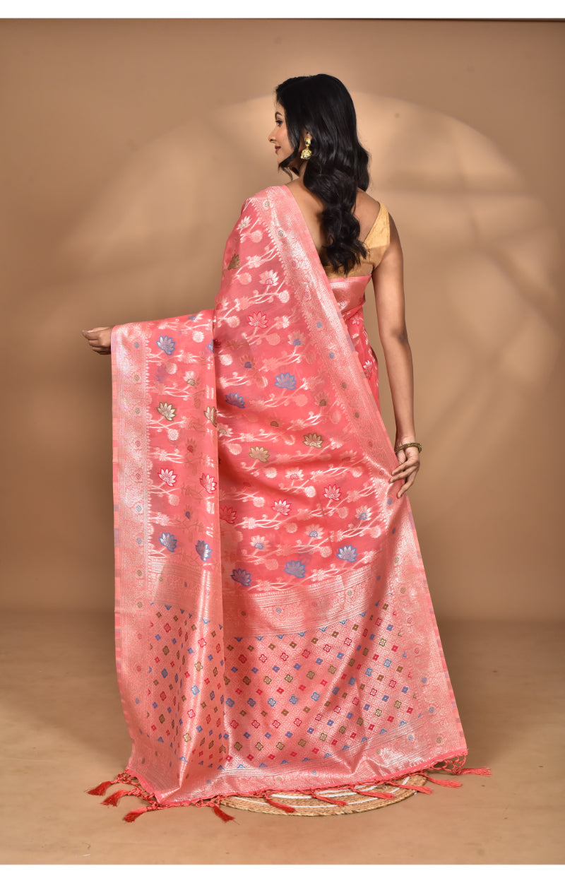 Morchari Women Desgin Chanderi Silk Saree-Peach | Grocsy