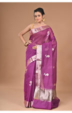 Morchari Heavy Chanderi Silk Saree-Purple | Grocsy