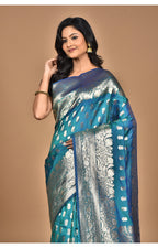 Morchari Heavy Kolhapuri Stone Work Saree-Navy Blue | Grocsy