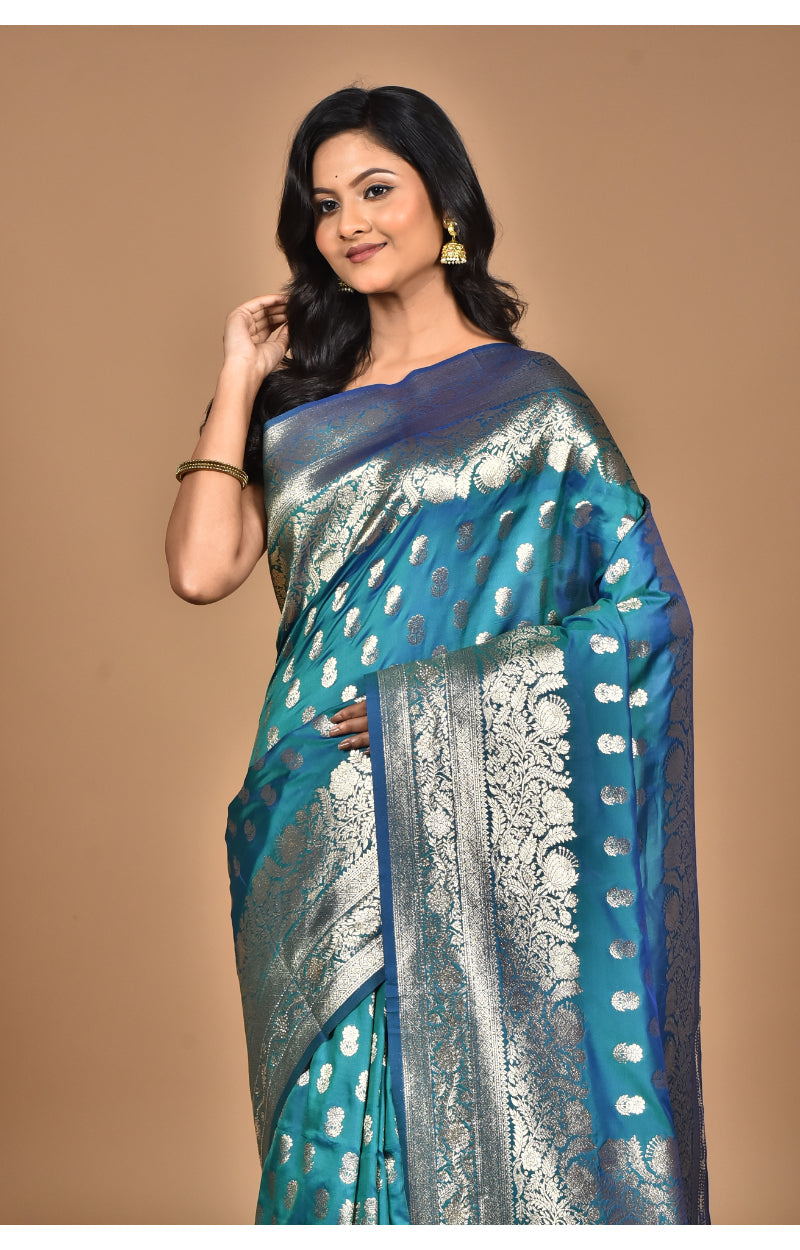 Morchari Heavy Kolhapuri Stone Work Saree-Navy Blue | Grocsy